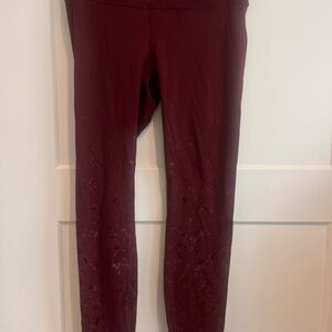 Lululemon Burgundy Leggings with Subtle Pattern